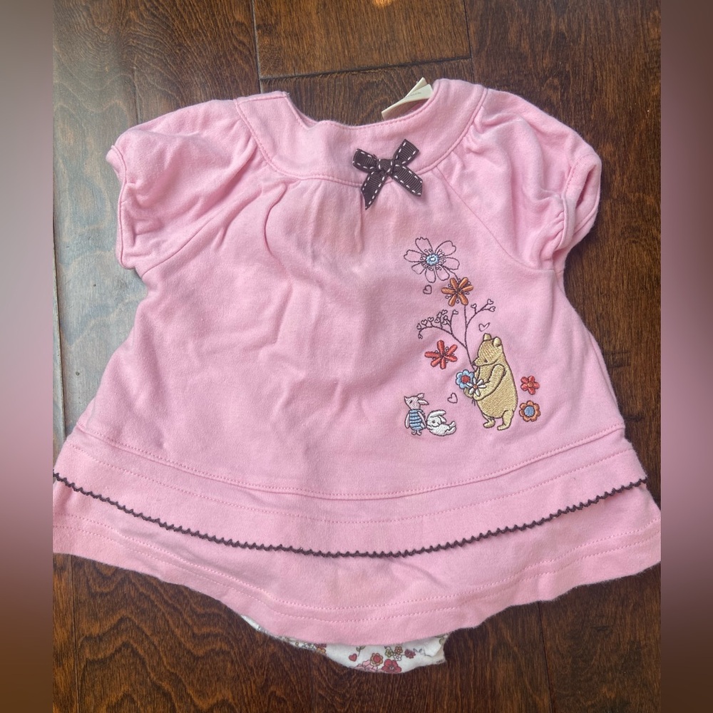 Vintage Disney Classic Winnie the Pooh bubble size 3M floral pink /brown